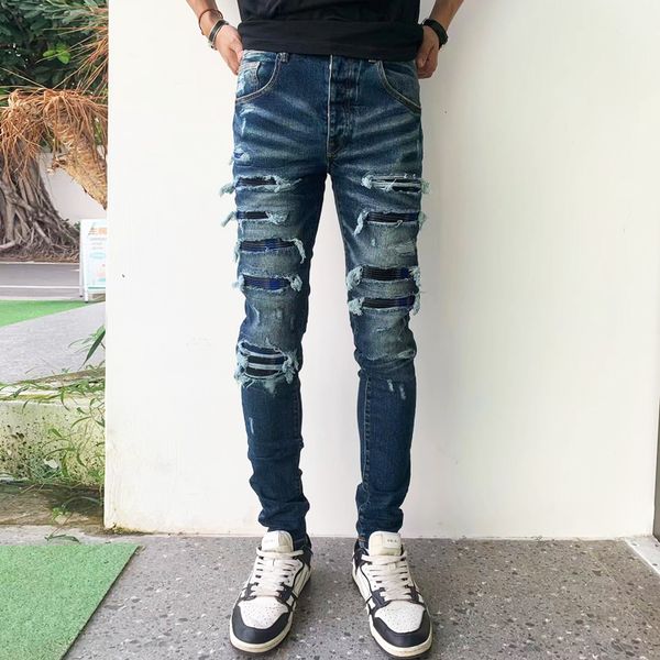men's jeans high street fashion men jeans retro blue stretch skinny fit ripped jeans men stripe patched designer hip hop brand pants ho
men's jeans high street fashion men jeans retro blue stretch skinny fit ripped jeans men stripe patched designer hip hop brand pants ho