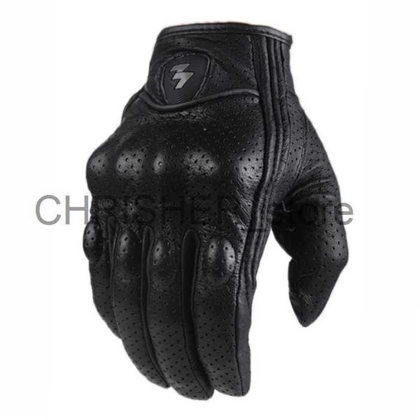 Image of Cycling Gloves Motorcycle Gloves Leather Genuine Sheepskin Motocross Motorbike Biker Racing Car Riding Moto Gloves Men x0824
