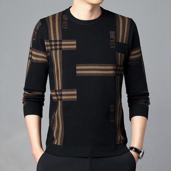 men's sweaters 2023 autumn/winter new long sleeve round neck knit men's fashion men's thickened bottom sweater, White;black
men's sweaters 2023 autumn/winter new long sleeve round neck knit men's fashion men's thickened bottom sweater, White;black