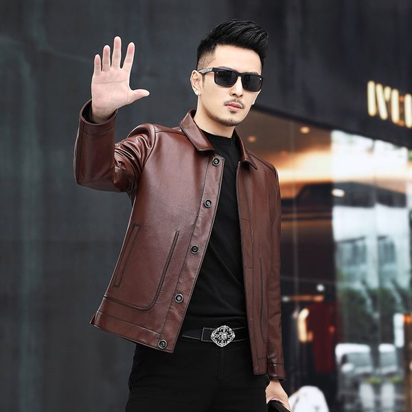 men's jackets men spring autumn genuine cowhide male real cow leather outerwear lapel slim fit motorcycle coats n96 230824, Black;brown
men's jackets men spring autumn genuine cowhide male real cow leather outerwear lapel slim fit motorcycle coats n96 230824, Black;brown