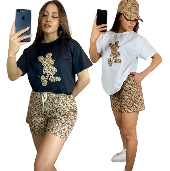 european american women's tracksuits summer new embroidered printed short sleeve shorts set, Gray
european american women's tracksuits summer new embroidered printed short sleeve shorts set, Gray