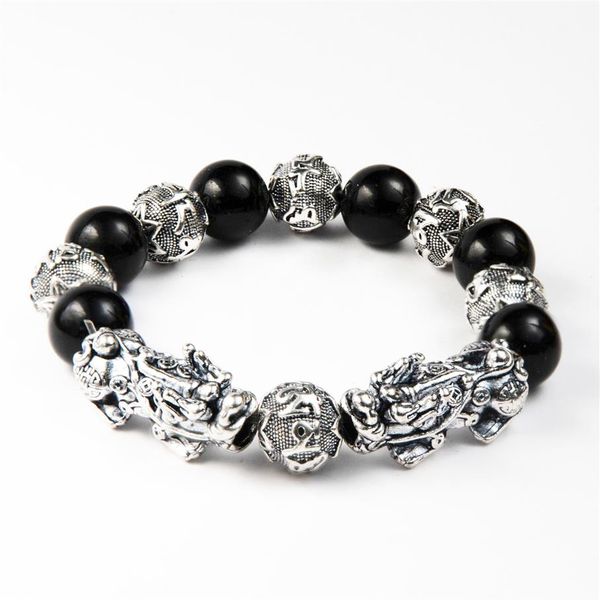 feng shui lucky plated antique silver double pixiu bracelet nutural stone obsidian beads bracelet for men3158, Golden;silver
feng shui lucky plated antique silver double pixiu bracelet nutural stone obsidian beads bracelet for men3158, Golden;silver