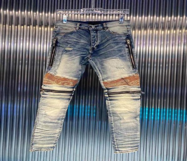 european american mens jeans high street cashew flower stitching and leather multizipper distressed washed tide brand8758852, Blue
european american mens jeans high street cashew flower stitching and leather multizipper distressed washed tide brand8758852, Blue