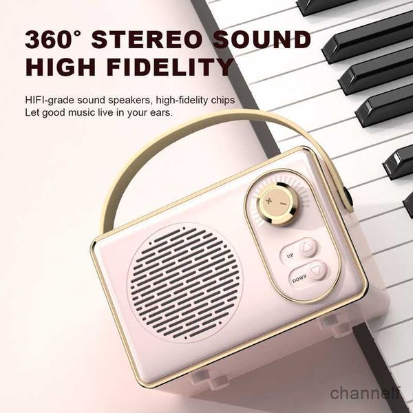 Image of Portable Speakers Retro Bluetooth Speaker Cute Mini Speaker with Radio Portable Wireless Speaker with Music Player Stereo USB R230824