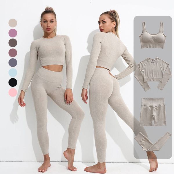 women's leggings 234pcs yoga set for women seamless workout gym wear fitness sports clothes suits high waist leggings long sleeve crop, Black
women's leggings 234pcs yoga set for women seamless workout gym wear fitness sports clothes suits high waist leggings long sleeve crop, Black