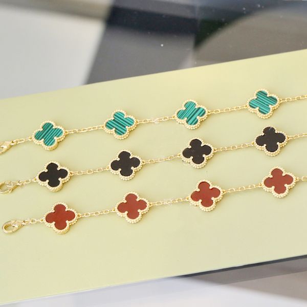 luxury laser four-leaf clover bracelet van brand four-leaf clover charm bracelet 18k gold-plated silver malachite onyx never tarnish self lo, Black
luxury laser four-leaf clover bracelet van brand four-leaf clover charm bracelet 18k gold-plated silver malachite onyx never tarnish self lo, Black