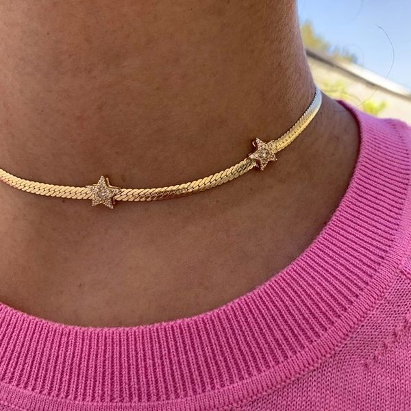 navel bell button rings 2023 fashion 4mm width herringbone snake chain micro pave cz star charm choker necklaces wedding jewelry for women 2, Silver
navel bell button rings 2023 fashion 4mm width herringbone snake chain micro pave cz star charm choker necklaces wedding jewelry for women 2, Silver