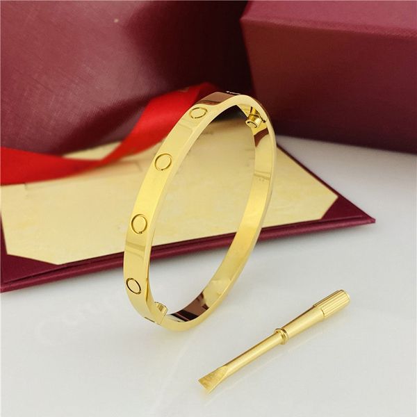 

Luxury Design Love Screw Bangle Trendy Gold Plated Titanium Steel Cuff Diamond Bracelet Jewelry for Men Women