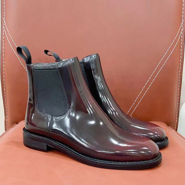 british style low heel chelsea ankle boots polished leather perforated elastic ankle slip-on round toe martin booties women's luxury de, Black
british style low heel chelsea ankle boots polished leather perforated elastic ankle slip-on round toe martin booties women's luxury de, Black