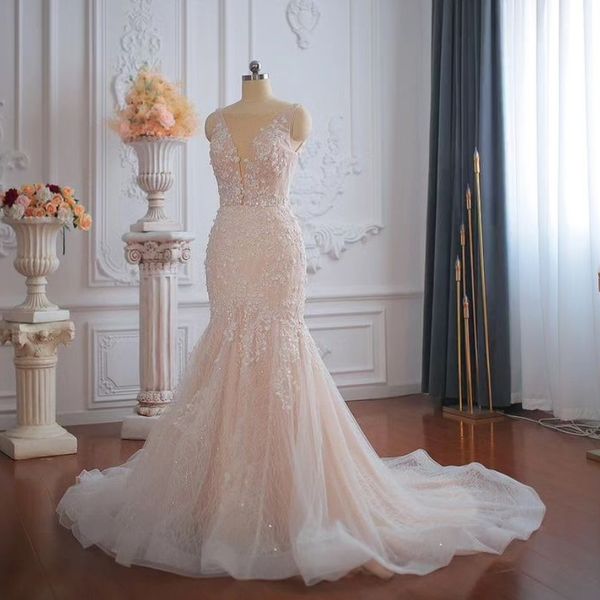 luxury o-neck mermaid sleeveless wedding dress 2023 beaded appliques court train princess bridal gown, White
luxury o-neck mermaid sleeveless wedding dress 2023 beaded appliques court train princess bridal gown, White