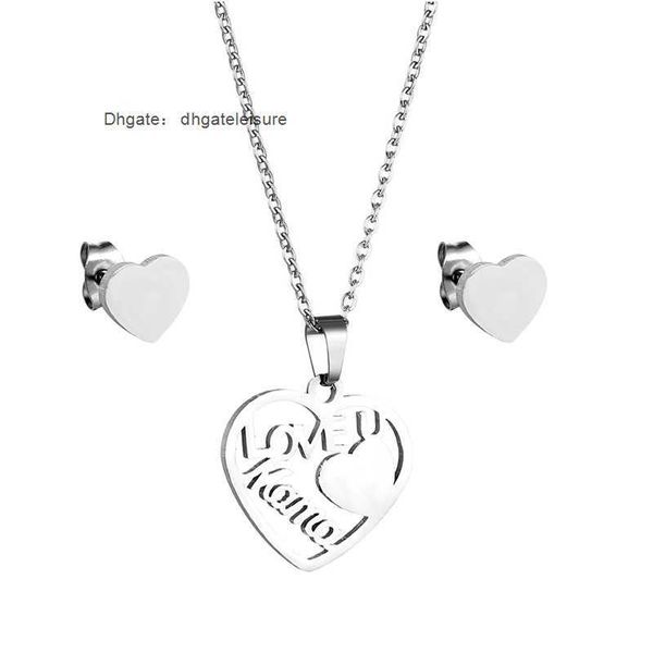 european and american pendant cross border heart shaped mother's day jewelry i love you mom fashion pendant ladies necklace ear stud se, Silver
european and american pendant cross border heart shaped mother's day jewelry i love you mom fashion pendant ladies necklace ear stud se, Silver