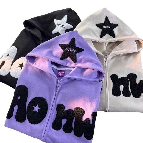 zip up hoodie harajuku american-style retro high street embroidery stars zipper hoodie women loose lazy style chic coat top, Black
zip up hoodie harajuku american-style retro high street embroidery stars zipper hoodie women loose lazy style chic coat top, Black