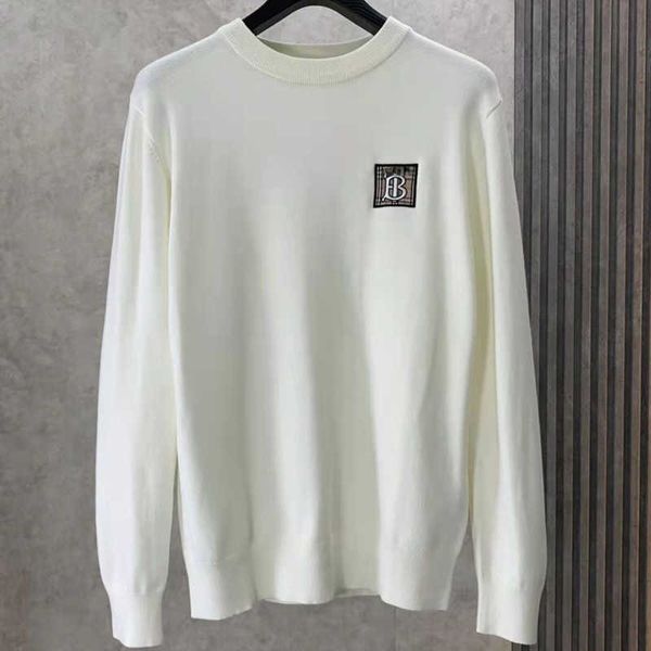 winter wool knit shirt men sweaters burb designer sweater jacquard embroidered stripe knitwear round neck pullover coat casual sweatshirt, White;black