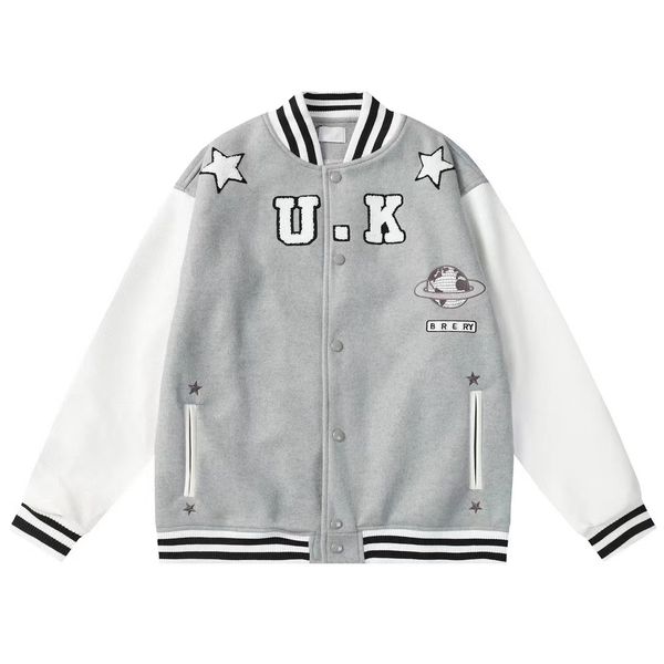 designer men's jacket, black and white gray patchwork leather baseball jacket, college style standing collar, classic plaid brand, fash, Black;brown
designer men's jacket, black and white gray patchwork leather baseball jacket, college style standing collar, classic plaid brand, fash, Black;brown