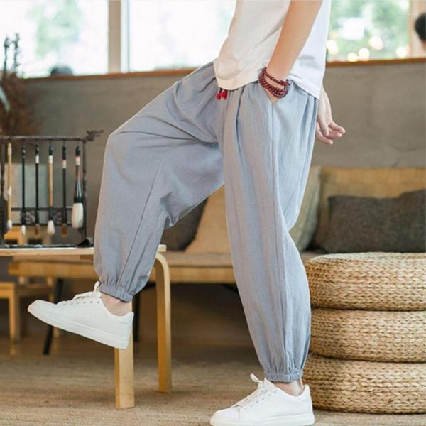 men's pants men harem elastic waist solid color drawstring ankle-banded pockets daily wear pleated ninth summer trousers, Black
men's pants men harem elastic waist solid color drawstring ankle-banded pockets daily wear pleated ninth summer trousers, Black