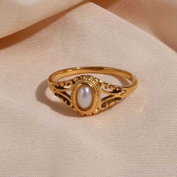 band rings 2023 thin 18k gold plated hollow texture natural freshwater pearl for women stainless steel tarnish ring 230824, Silver
band rings 2023 thin 18k gold plated hollow texture natural freshwater pearl for women stainless steel tarnish ring 230824, Silver