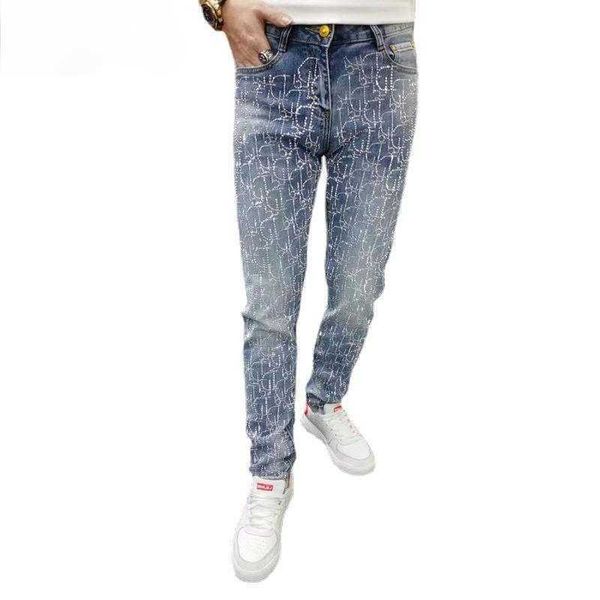 full luxury rhinestone men's jeans fashion heavy process male tight pencil pants all season wear trend high-quality man denim trousers, Blue
full luxury rhinestone men's jeans fashion heavy process male tight pencil pants all season wear trend high-quality man denim trousers, Blue