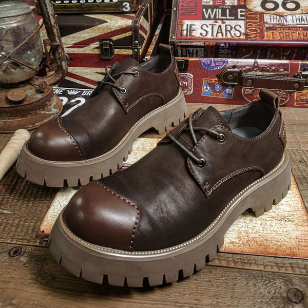 dress shoes spring autmun arrival british style retro chunky bottom platform sewing cross-tied genuine leather men work shoes 2305 230824, Black
dress shoes spring autmun arrival british style retro chunky bottom platform sewing cross-tied genuine leather men work shoes 2305 230824, Black