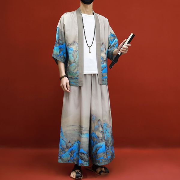 men's tracksuits japanese kimono cardigan pants sets men women yukata haori traditional kimonos harajuku tang suit coaplay costume plus, Gray
men's tracksuits japanese kimono cardigan pants sets men women yukata haori traditional kimonos harajuku tang suit coaplay costume plus, Gray