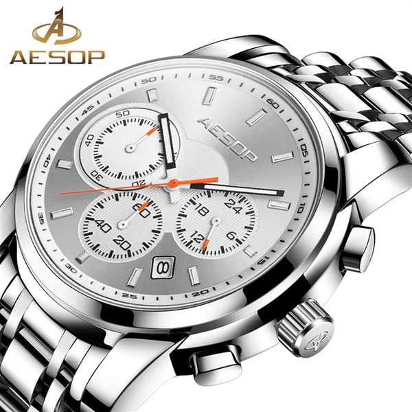 aesop men's watch brand luxury men wristwatch male clock gold man watch chronograph waterproof watches relogio masculino2373, Slivery;brown
aesop men's watch brand luxury men wristwatch male clock gold man watch chronograph waterproof watches relogio masculino2373, Slivery;brown