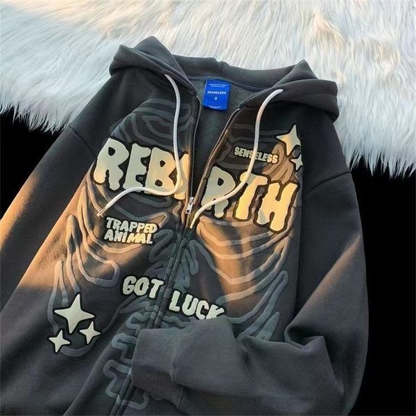 men's hoodies sweatshirts retro niche design demon print hooded hoodies couple zipper men women jacket vintage feeling aesthetics stree, Black
men's hoodies sweatshirts retro niche design demon print hooded hoodies couple zipper men women jacket vintage feeling aesthetics stree, Black