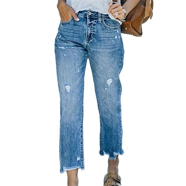 women's jeans high waist broken holes straight leg jean trend streetwear comfortable casual denim pants female polished white trousers, Blue
women's jeans high waist broken holes straight leg jean trend streetwear comfortable casual denim pants female polished white trousers, Blue