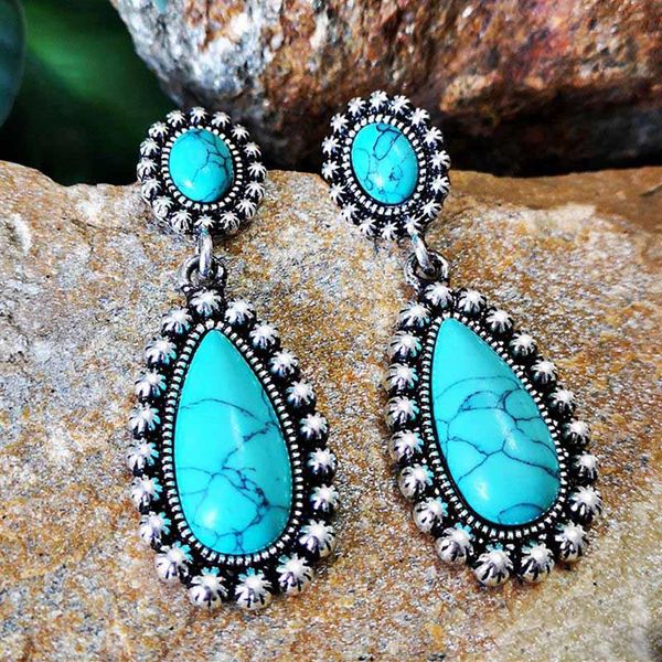 10pair creativity new drop shape turquoise retro exaggerated earrings european and american fashion personality women accessories256p, Silver
10pair creativity new drop shape turquoise retro exaggerated earrings european and american fashion personality women accessories256p, Silver