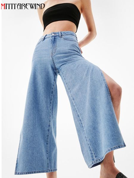 women's jeans high waisted denim pant women double sides slit anklelength wide leg pants casual loose cotton femme baggy 230824, Blue
women's jeans high waisted denim pant women double sides slit anklelength wide leg pants casual loose cotton femme baggy 230824, Blue