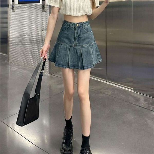 item title high waisted denim skirt for women summer style american retro design girl pleated a line short, Black
item title high waisted denim skirt for women summer style american retro design girl pleated a line short, Black