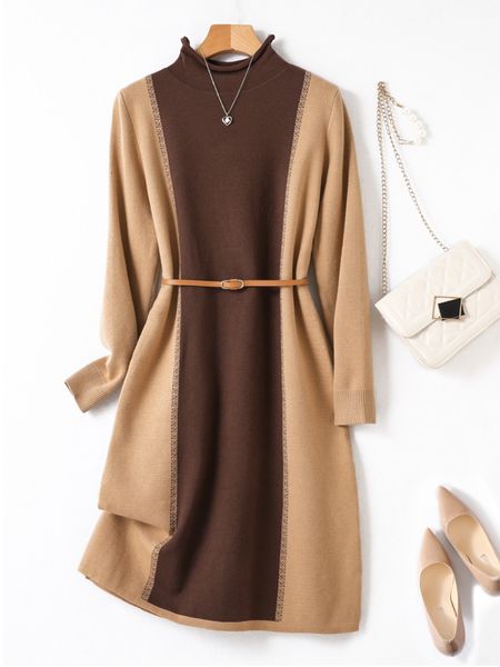 basic casual dresses office ladies elegant soft knitted sweater for women long sleeve patchwork korean knitwears 2023 clothing 230824, Black;gray
basic casual dresses office ladies elegant soft knitted sweater for women long sleeve patchwork korean knitwears 2023 clothing 230824, Black;gray