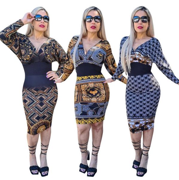new designer womens casual dresses fashion women royal print skirt slim fit waist ruched deep v-neck dress, Black;gray
new designer womens casual dresses fashion women royal print skirt slim fit waist ruched deep v-neck dress, Black;gray