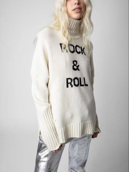 women's sweaters 100 cashmere turtleneck sweater women hem slit letter jacquard long sleeve ladies jumper 2 colors autumn winter 230824, White;black
women's sweaters 100 cashmere turtleneck sweater women hem slit letter jacquard long sleeve ladies jumper 2 colors autumn winter 230824, White;black