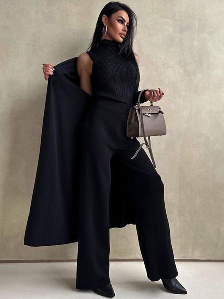 women's two piece pants female autumn winter chic knit vest long cardigan wide leg pant sets home casual allmatch threepiece set for wo, White
women's two piece pants female autumn winter chic knit vest long cardigan wide leg pant sets home casual allmatch threepiece set for wo, White