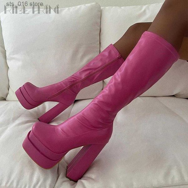 boots ribetrini brand design knee high women boots zip high heels double platform shoes casual office luxury elegant cool boots t230824, Black
boots ribetrini brand design knee high women boots zip high heels double platform shoes casual office luxury elegant cool boots t230824, Black