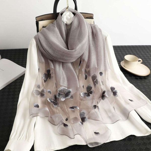 genuine silk embroidered scarf spring and autumn mulberry temperament easy to match decorative, Blue;gray
genuine silk embroidered scarf spring and autumn mulberry temperament easy to match decorative, Blue;gray