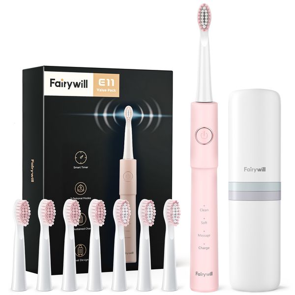 toothbrush fairywill sonic electric toothbrush e11 waterproof usb charge rechargeable electric toothbrush 8 brush replacement heads l230824
toothbrush fairywill sonic electric toothbrush e11 waterproof usb charge rechargeable electric toothbrush 8 brush replacement heads l230824