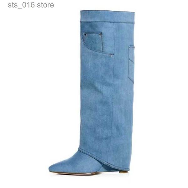 boots women denim boots pointed toe slip-on women's high boots fashion wedges heel shoes high heels long boots women botas femininas t2, Black
boots women denim boots pointed toe slip-on women's high boots fashion wedges heel shoes high heels long boots women botas femininas t2, Black