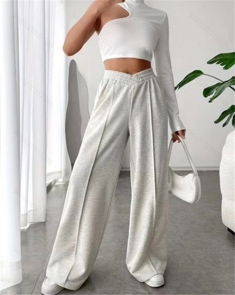 women's pants autumn wide leg loose casual sports high waisted pants elastic waist trousers, Black;white
women's pants autumn wide leg loose casual sports high waisted pants elastic waist trousers, Black;white