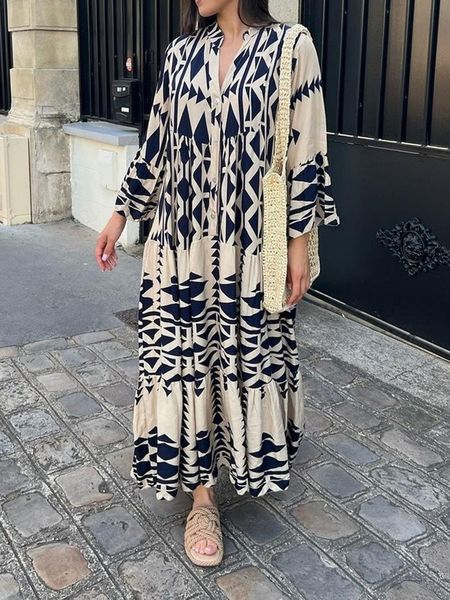 basic casual dresses boho summer maxi dres 2023 vintage buttons long sleeve elegant holiday beach loose female vestidos 230824, Black;gray
basic casual dresses boho summer maxi dres 2023 vintage buttons long sleeve elegant holiday beach loose female vestidos 230824, Black;gray