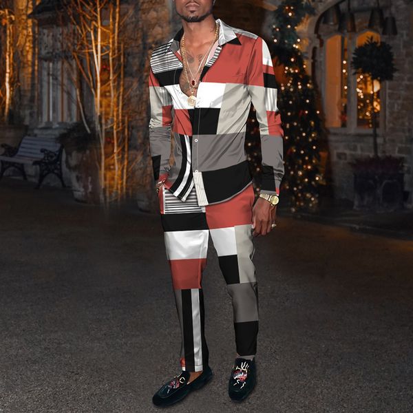 men's tracksuits spring gentleman shirt trousers checkered fashion brand 3d men suit jacket cardigan pants set european size man's, Gray
men's tracksuits spring gentleman shirt trousers checkered fashion brand 3d men suit jacket cardigan pants set european size man's, Gray