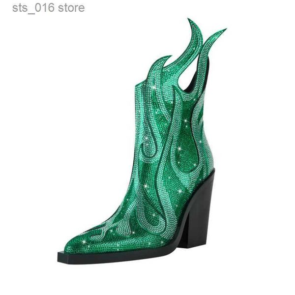 boots new women's rhinestone flame ankle boots fashion square head high heels western boots party dress 43 large short boots t230824, Black
boots new women's rhinestone flame ankle boots fashion square head high heels western boots party dress 43 large short boots t230824, Black