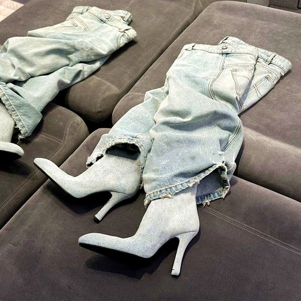 boots denim square toe pleathed knee high stiletto heel retro casual fashion women shoes slip on stylish women's 230824, Black
boots denim square toe pleathed knee high stiletto heel retro casual fashion women shoes slip on stylish women's 230824, Black