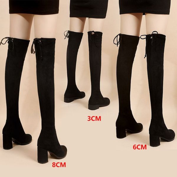 boots faux suede female heels autumn zipper elastic kneehigh for women tube laceup thigh gigh black botas mujer 230824
boots faux suede female heels autumn zipper elastic kneehigh for women tube laceup thigh gigh black botas mujer 230824