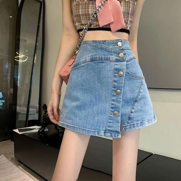 single breasted denim skirt with a sense of design high waist slim irregular large sized fat mm wide legged line, Black
single breasted denim skirt with a sense of design high waist slim irregular large sized fat mm wide legged line, Black