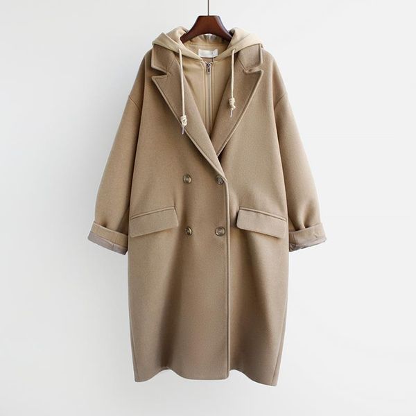 womens wool blends hooded fake two pieces women winter females loose allmatch thick warm long style outerwear fashion korean college casual, Black
womens wool blends hooded fake two pieces women winter females loose allmatch thick warm long style outerwear fashion korean college casual, Black
