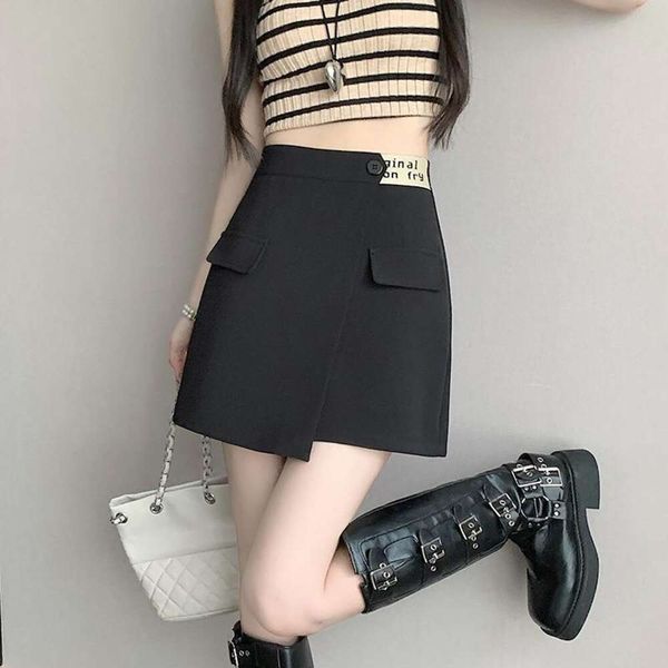 half length skirt for women summer style color matching letters symmetrical design niche casual babes a line short, Black
half length skirt for women summer style color matching letters symmetrical design niche casual babes a line short, Black