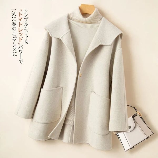 womens wool blends autumn winter coat women navy collar woolen jacket korean singlebreasted pocket doublesided cashmere outwear windbreaker, Black
womens wool blends autumn winter coat women navy collar woolen jacket korean singlebreasted pocket doublesided cashmere outwear windbreaker, Black