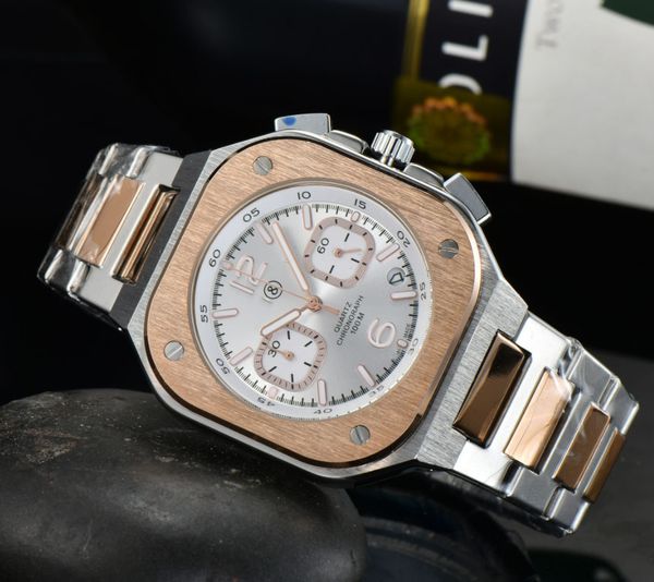 new brand bell ross watches global limited edition stainless steel business chronograph luxury date fashion casual quartz men's watch, Slivery;brown
new brand bell ross watches global limited edition stainless steel business chronograph luxury date fashion casual quartz men's watch, Slivery;brown