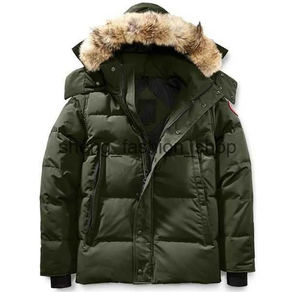 mens down jacket goose coat real big wolf fur canadian wyndham overcoat clothing fashion style winter outerwear parka 4 iyqm iyqm, Black