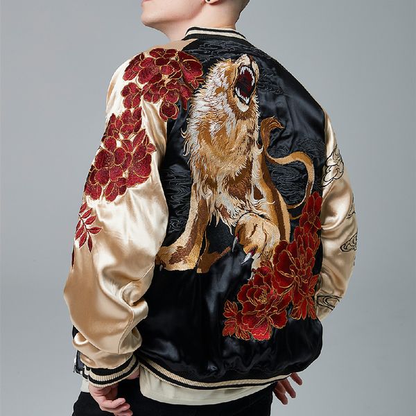 men's jackets men boys double-sided sukajan souvenir jackets peony lion king heavy work embroidered coats fashion vintage classic rever, Black;brown
men's jackets men boys double-sided sukajan souvenir jackets peony lion king heavy work embroidered coats fashion vintage classic rever, Black;brown